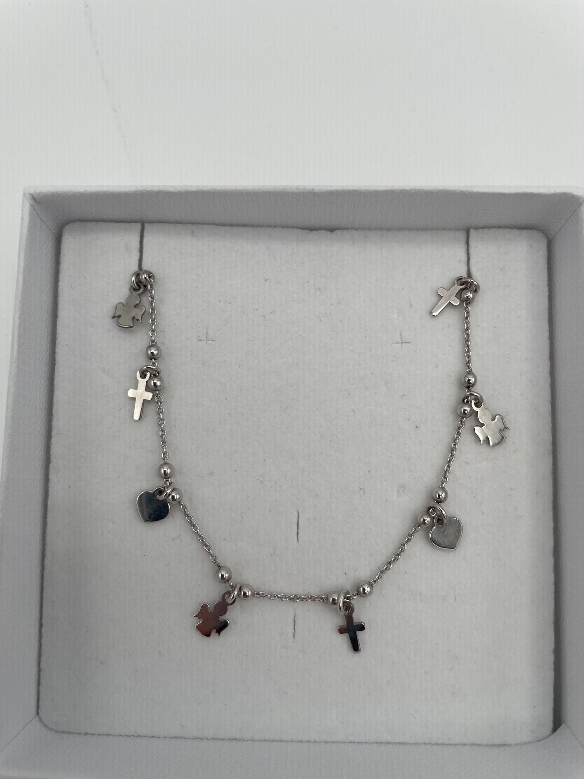 Bracciale in argento 925 con cuore, angelo e croce
