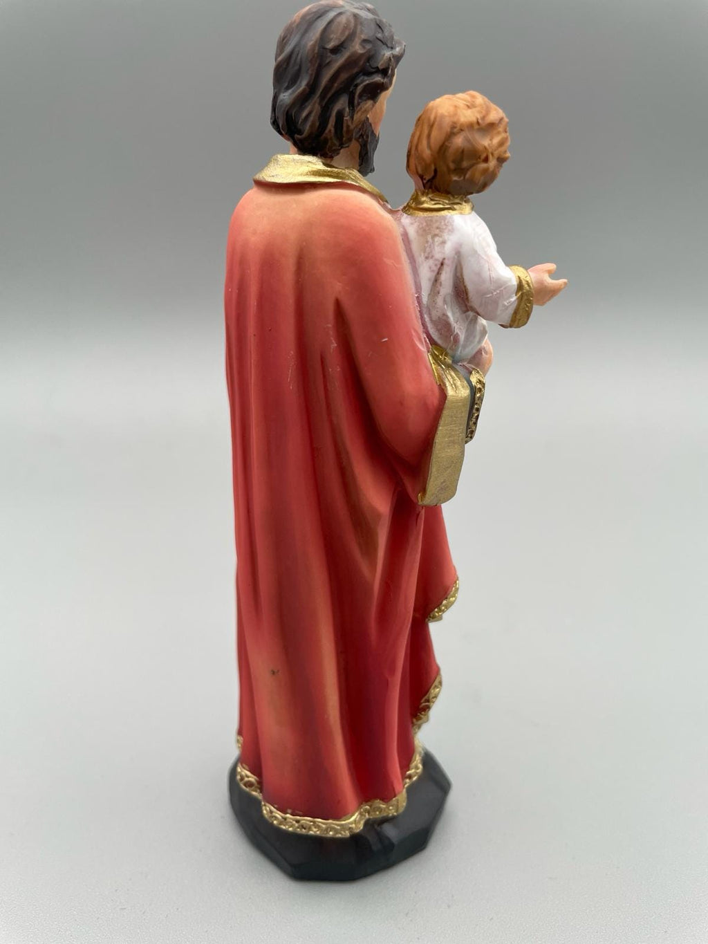 Statue Heiliger Josef mit Jesuskind aus bemaltem Kunstharz – 13 cm