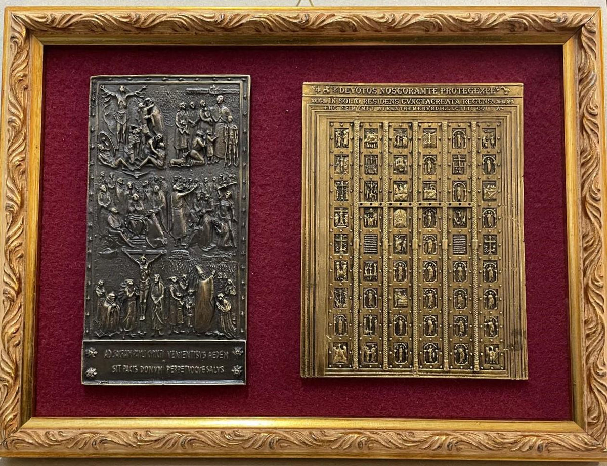 Quadro Due Porte Sante San Paolo – Bassorilievo su Velluto, Cornice Dorata (0667D)