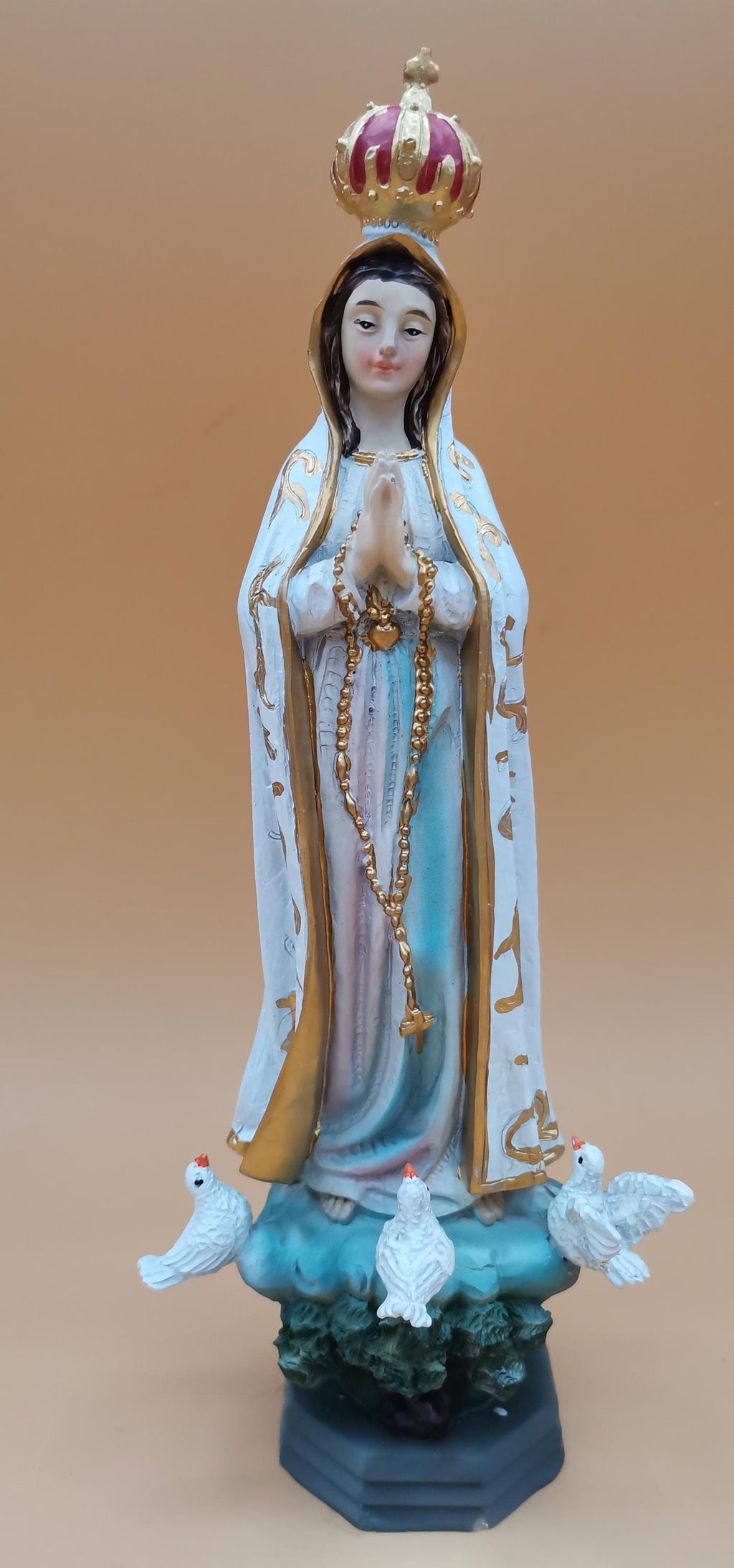 Statue de Notre-Dame de Fatima en résine peinte à la main – 21 cm