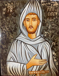 Icona Sacra San Francesco d'Assisi dipinta a mano su legno