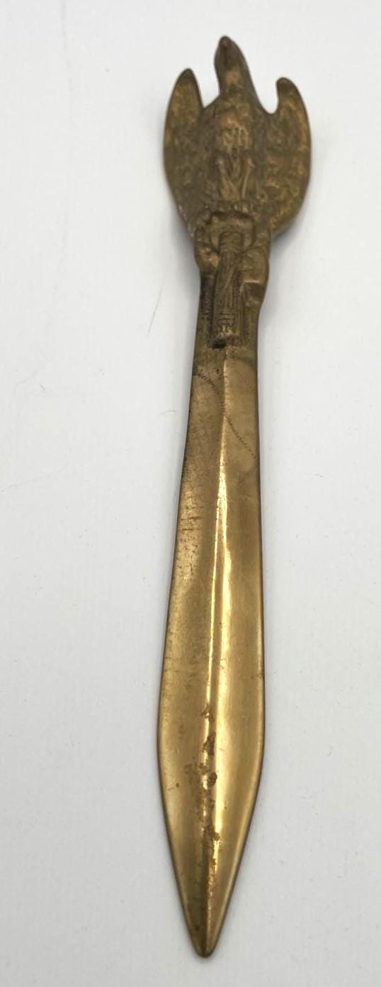Benito Mussolini Metal Letter Opener, Bronze Effect – 20 cm