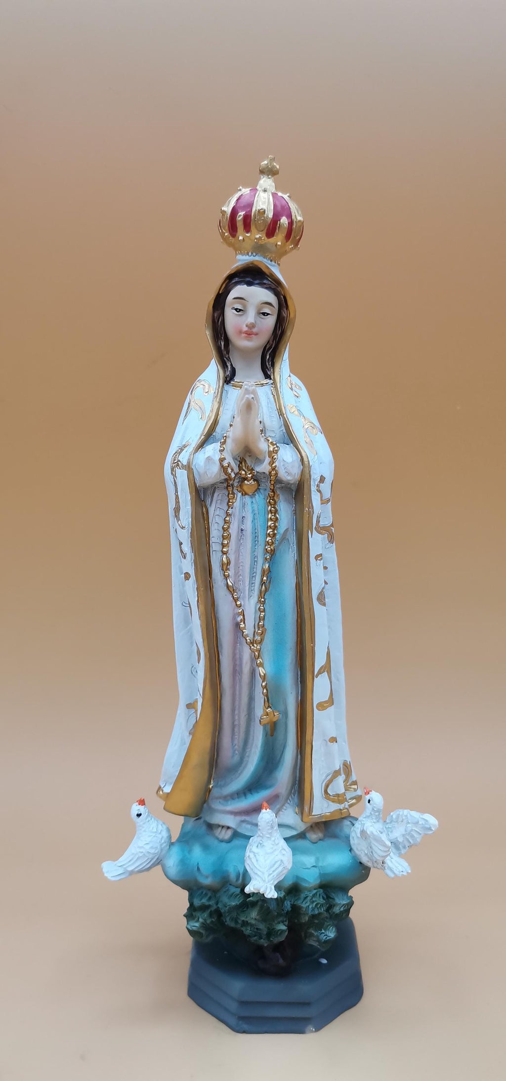 Statue de Notre-Dame de Fatima en résine peinte à la main – 21 cm