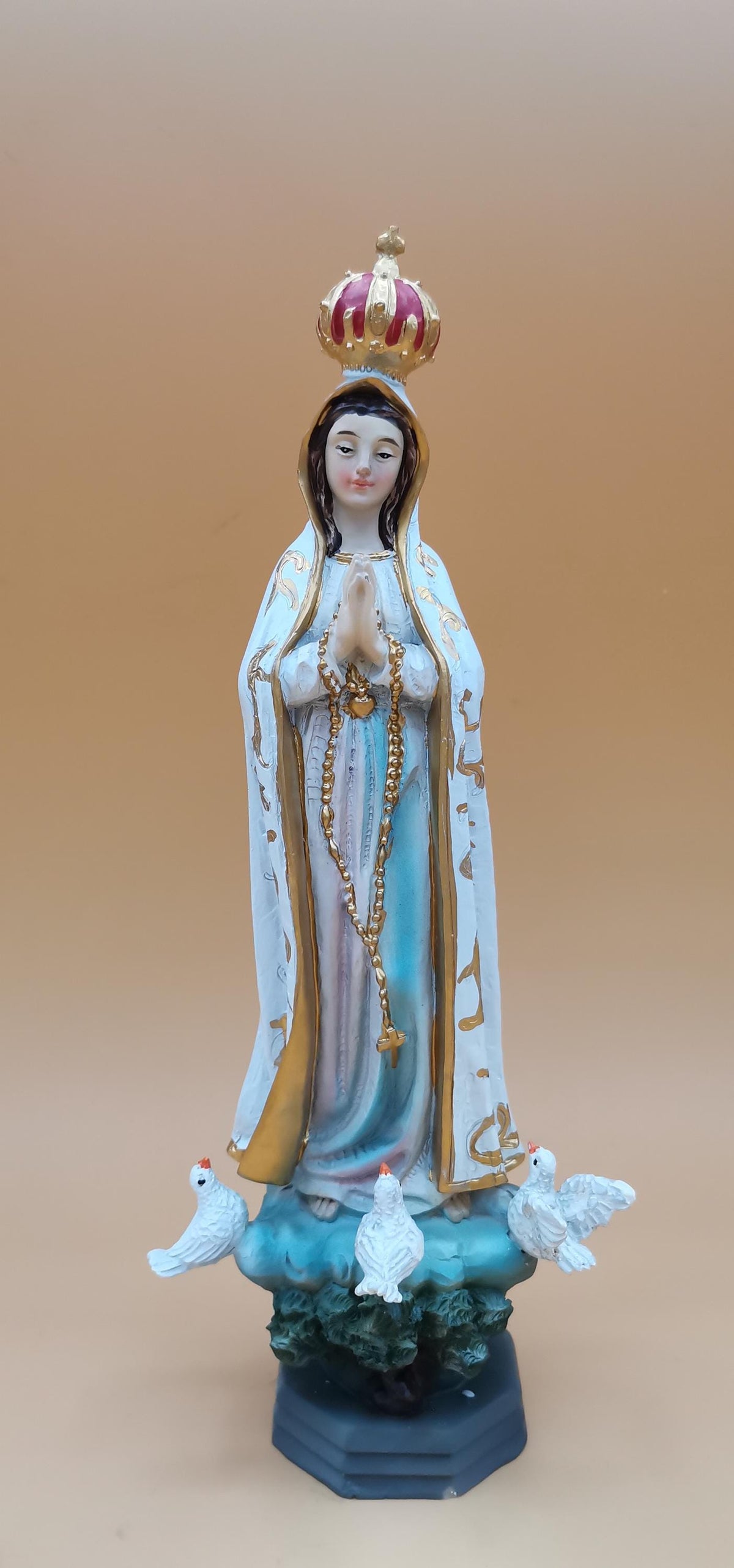 Statue de Notre-Dame de Fatima en résine peinte à la main – 21 cm