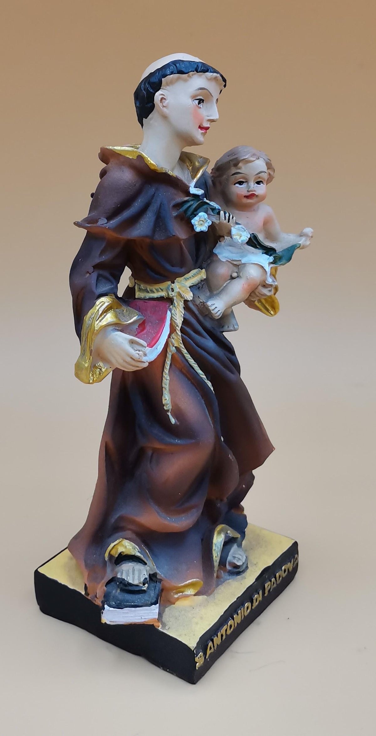 Statue des heiligen Antonius von Padua aus handbemaltem Kunstharz – 14 cm