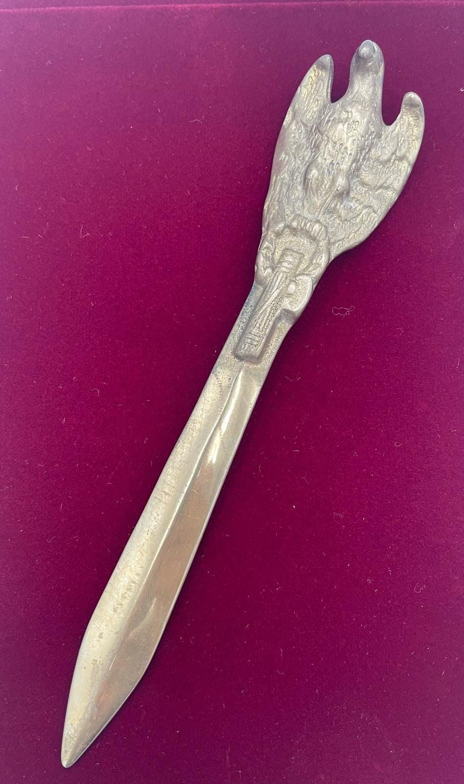 Benito Mussolini Metal Letter Opener, Bronze Effect – 20 cm
