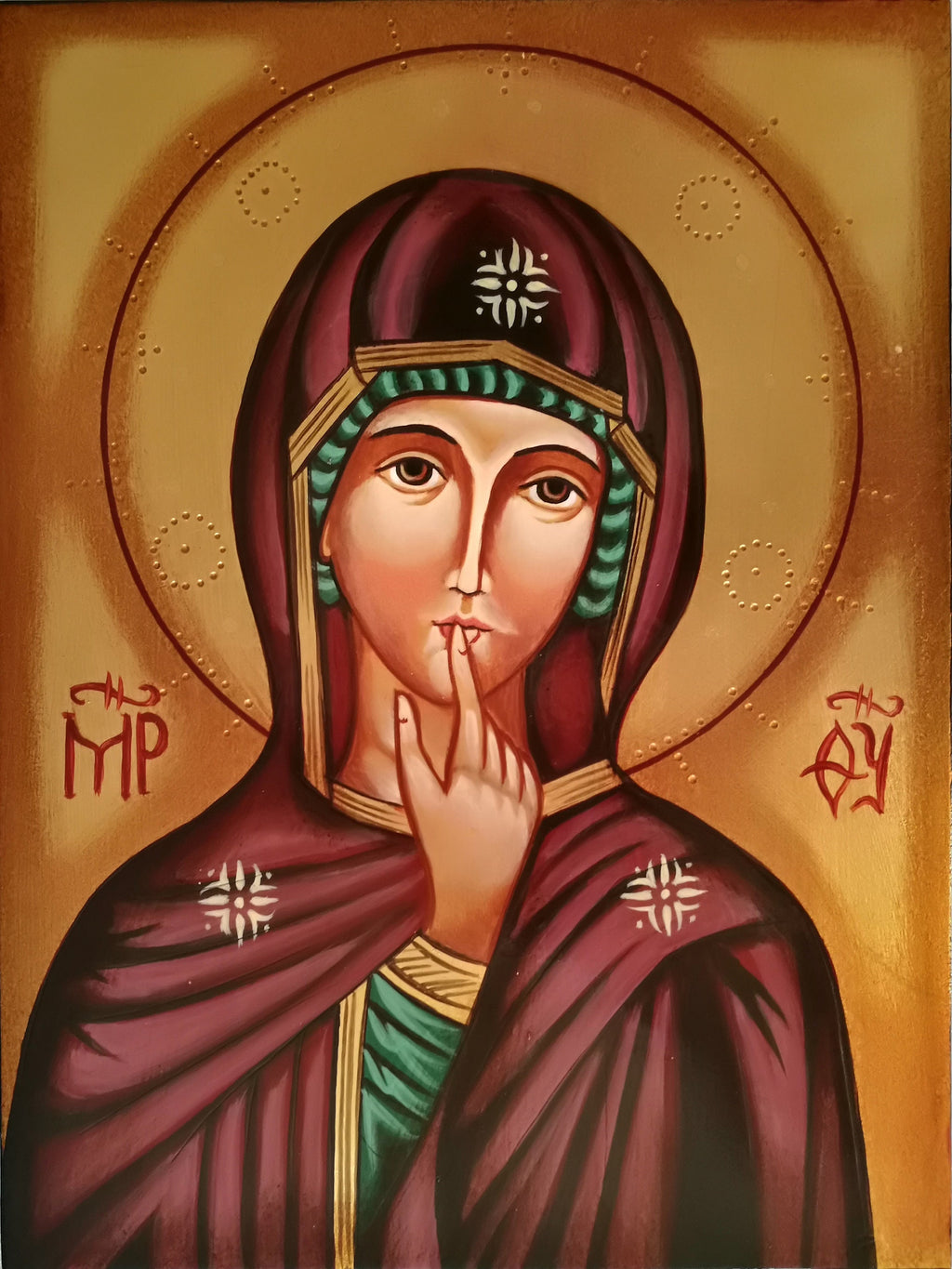Icona Sacra Madonna del Silenzio 18x24 cm – Dipinta a Mano su Legno