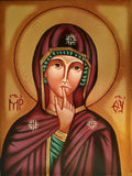 Icona Sacra Madonna del Silenzio 18x24 cm – Dipinta a Mano su Legno