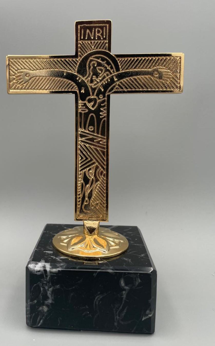Croce familiare da tavolo in marmo nero e oro – cod. DBK205/11 D