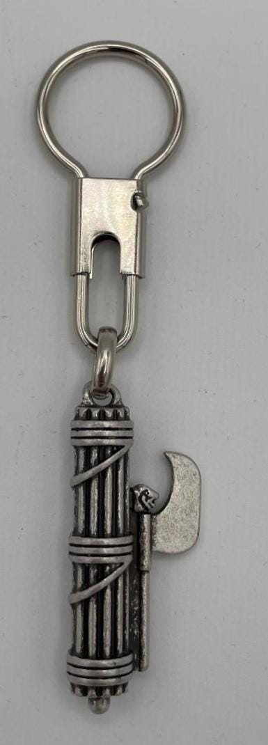 Fascio Littorio Keychain with Axe – Vintage Silver-Plated Metal, 11 cm