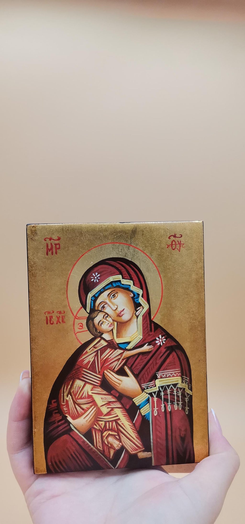 Icona Bizantina Madonna della Tenerezza (Eleousa) 10x14 cm – Foglia Oro