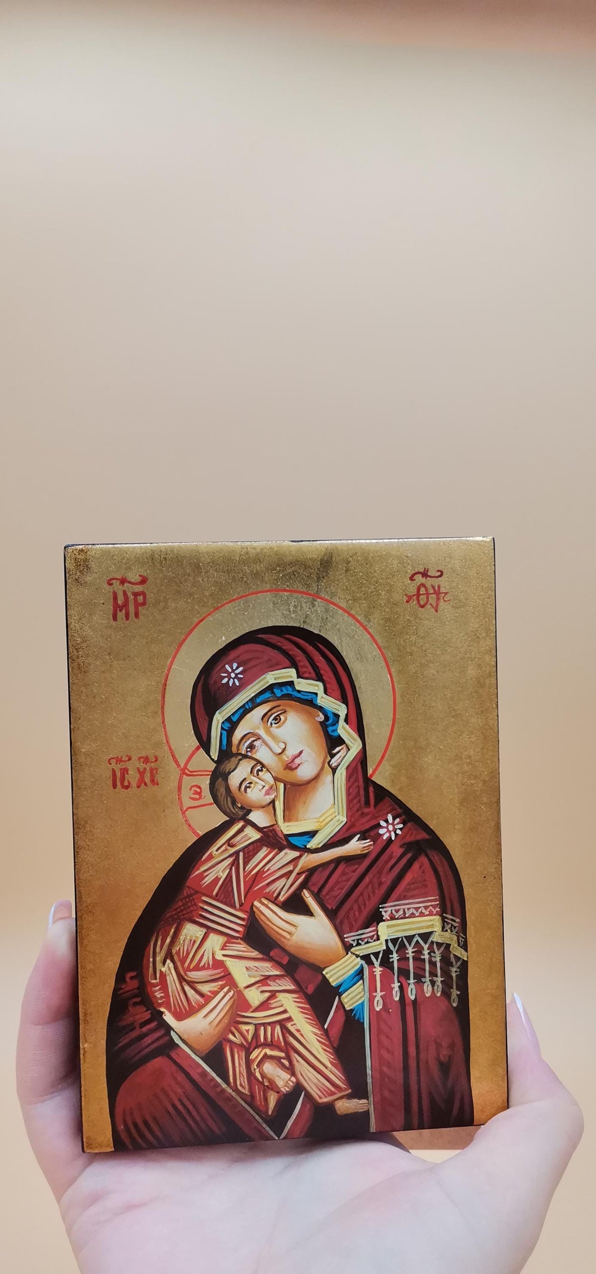 Icona Bizantina Madonna della Tenerezza (Eleousa) 10x14 cm – Foglia Oro