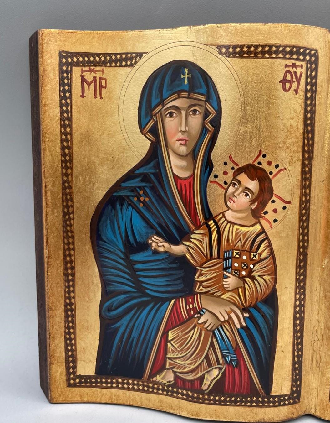 Icona a Forma di Libro Madonna Salus Populi con Ave Maria 20x30 cm