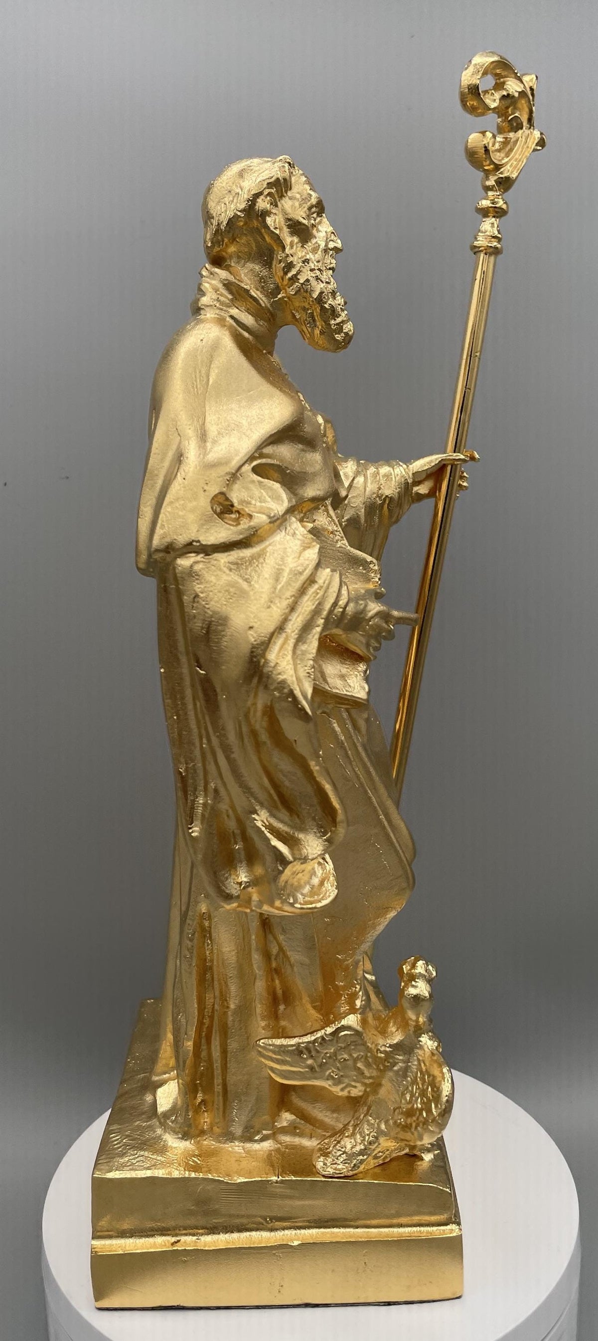Statua San Benedetto in Bronzo Dorato – Cera Persa, Made in Italy