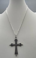 Catenina unisex in argento 46 cm con croce effetto antico 8 x 6 cm