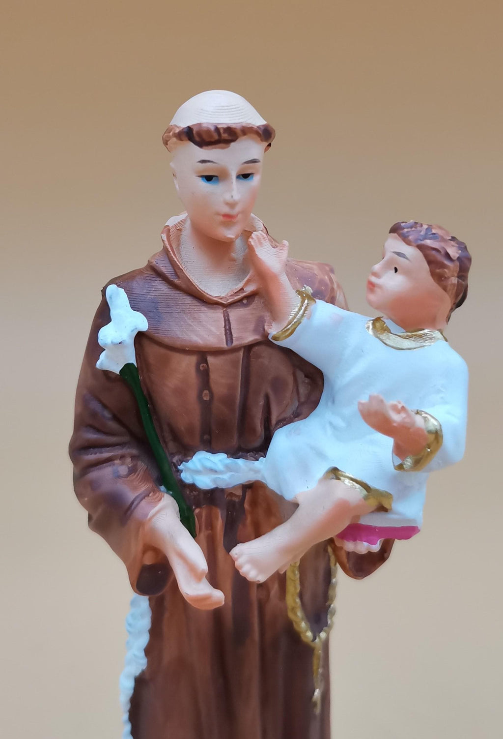 Statue de Saint Antoine de Padoue peinte à la main – 13 cm