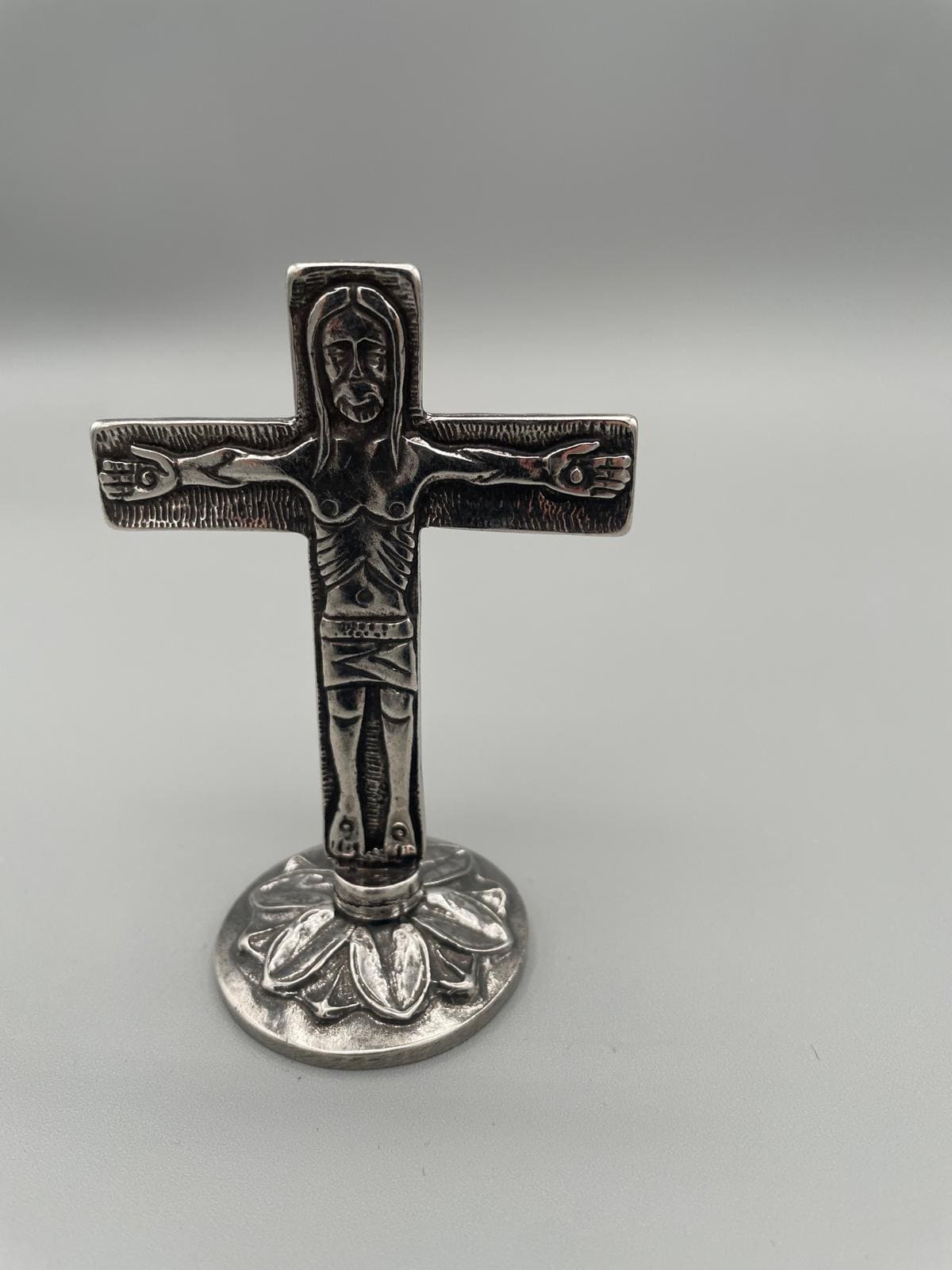 Croce itinerante neocatecumenale in metallo, bagno d'argento 5 micron – 87 mm