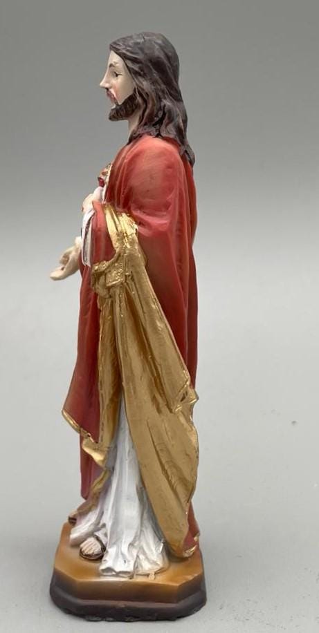 Statue Heiligstes Herz Jesu aus Kunstharz mit goldenen Details – 12 cm