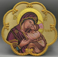 Icona Madonna della Tenerezza ricamata a mano con filo oro