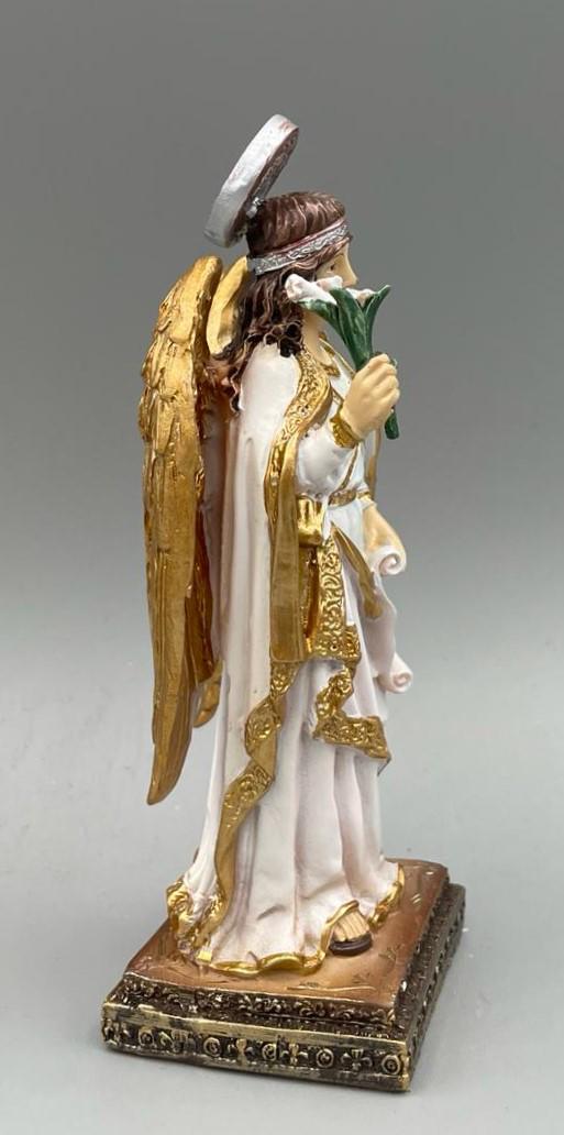 Statue Erzengel Gabriel mit Lilie und Spruchband „Ave Maria“ – 14,5 cm