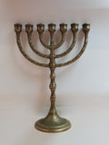 Menorah a sette bracci in ottone brunito – 24 x 19 cm