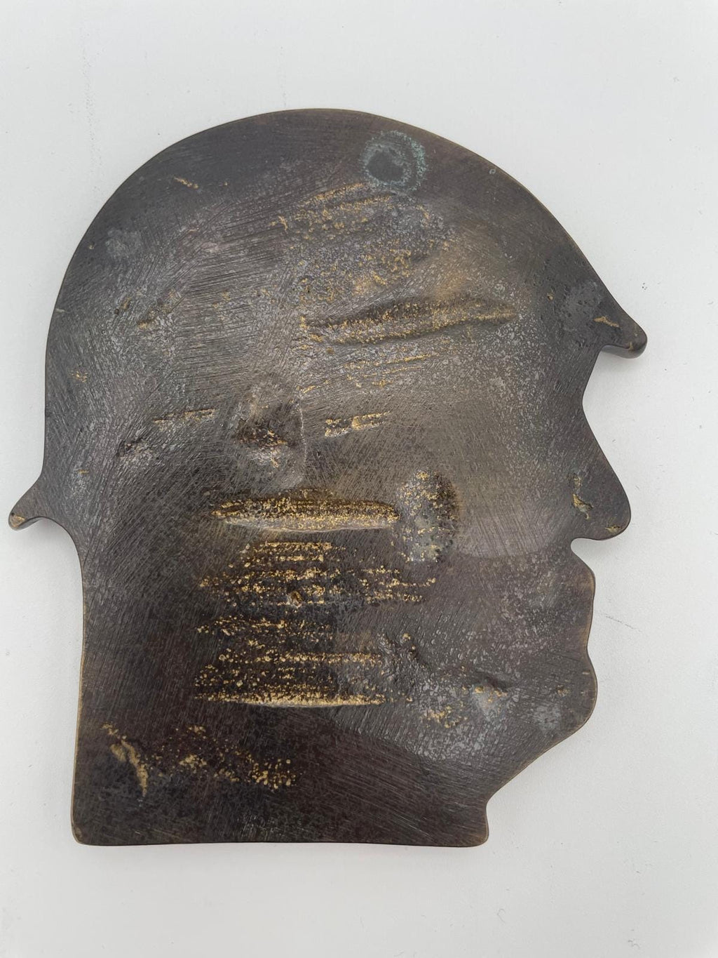 Rostro de Benito Mussolini en metal efecto bronce – 10x11 cm, memorabilia
