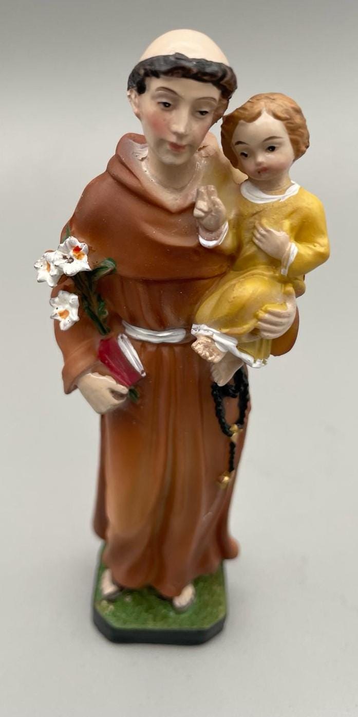 聖アントニオ・パドヴァと幼子イエスの樹脂製像 – 12cm
