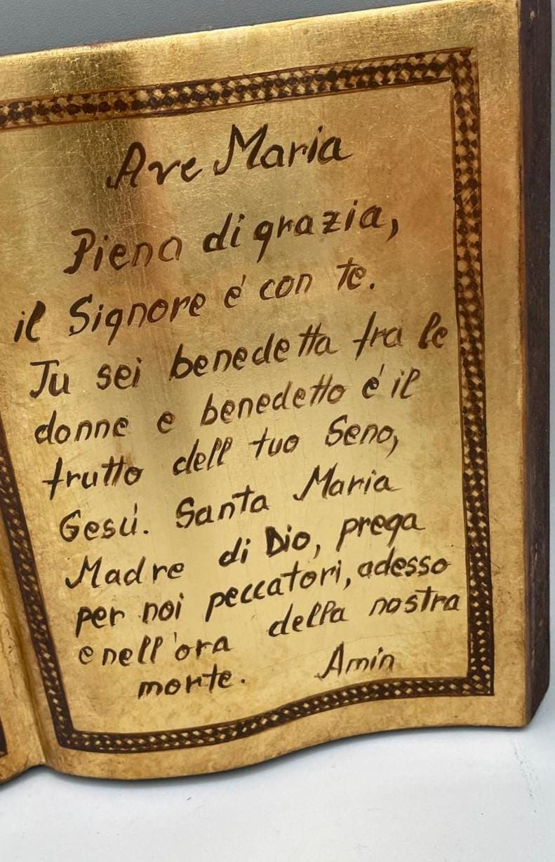 Icona a Forma di Libro Madonna Salus Populi con Ave Maria 20x30 cm