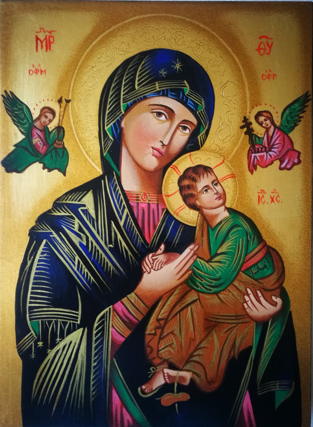 Icona Sacra Madonna del Perpetuo Soccorso 22x30 cm – Dipinta a Mano