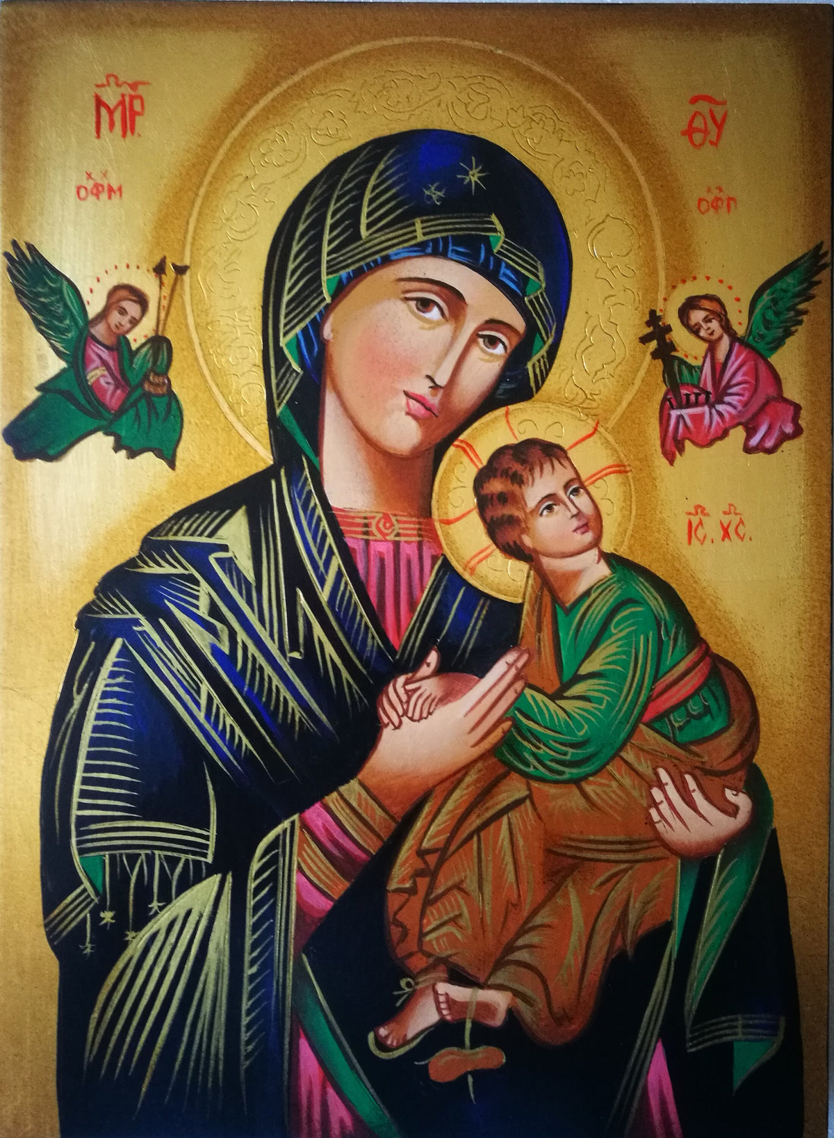 Icona Sacra Madonna del Perpetuo Soccorso 22x30 cm – Dipinta a Mano