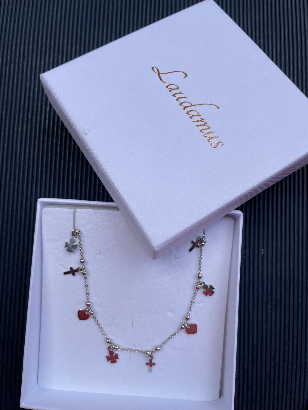 Bracciale in argento 925 con cuore, angelo e croce