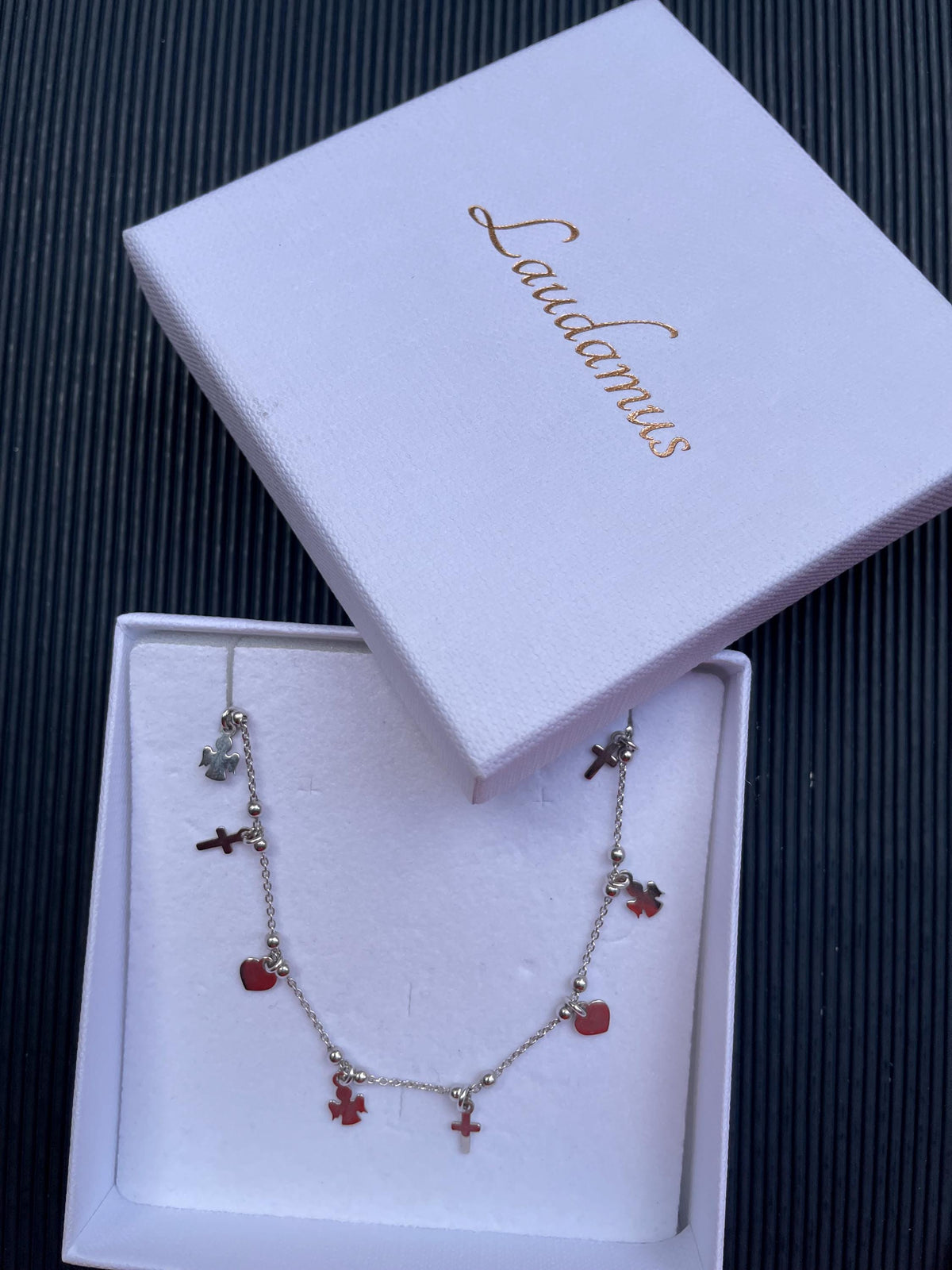 Bracciale in argento 925 con cuore, angelo e croce