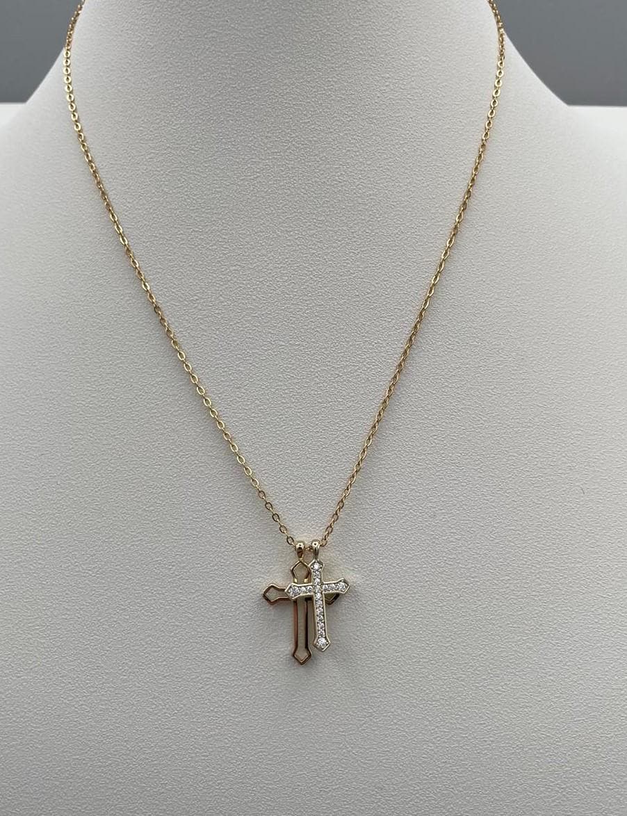 Collana color oro con doppia croce – cod. CAC-003