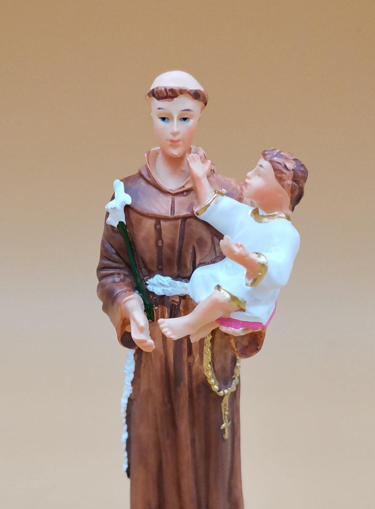 Statue de Saint Antoine de Padoue peinte à la main – 13 cm