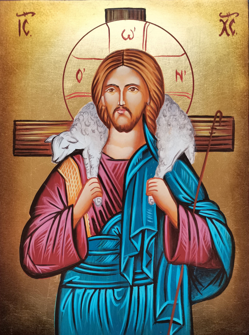 Icona Sacra Gesù Buon Pastore 18x24 cm – Dipinta a Mano