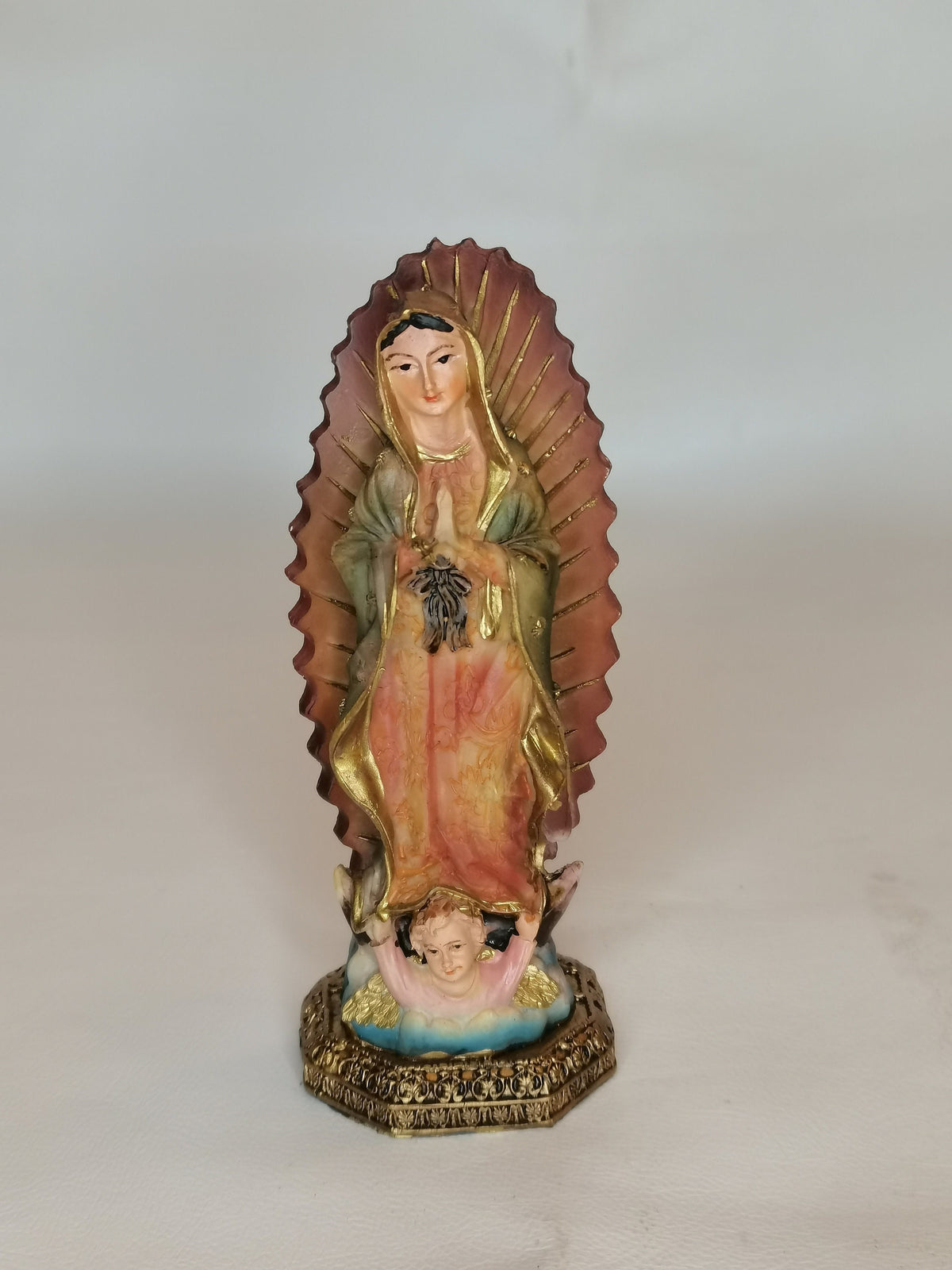 Statue der Madonna von Guadalupe aus handbemaltem Kunstharz – 12 cm