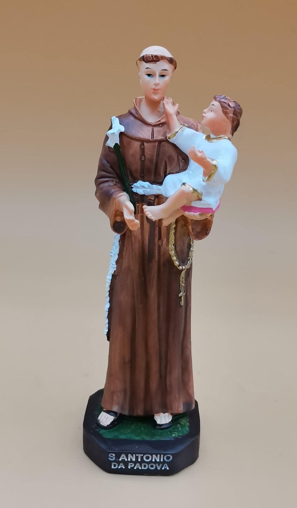 Statue de Saint Antoine de Padoue peinte à la main – 13 cm