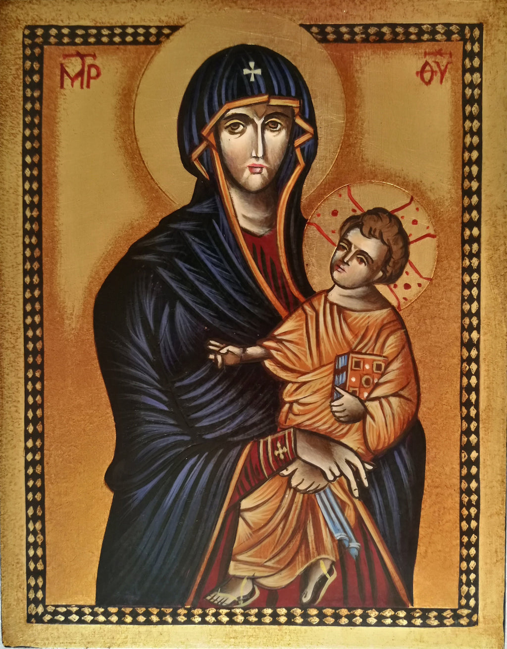 Icona Sacra Madonna Salus Populi Romani dipinta a mano su legno