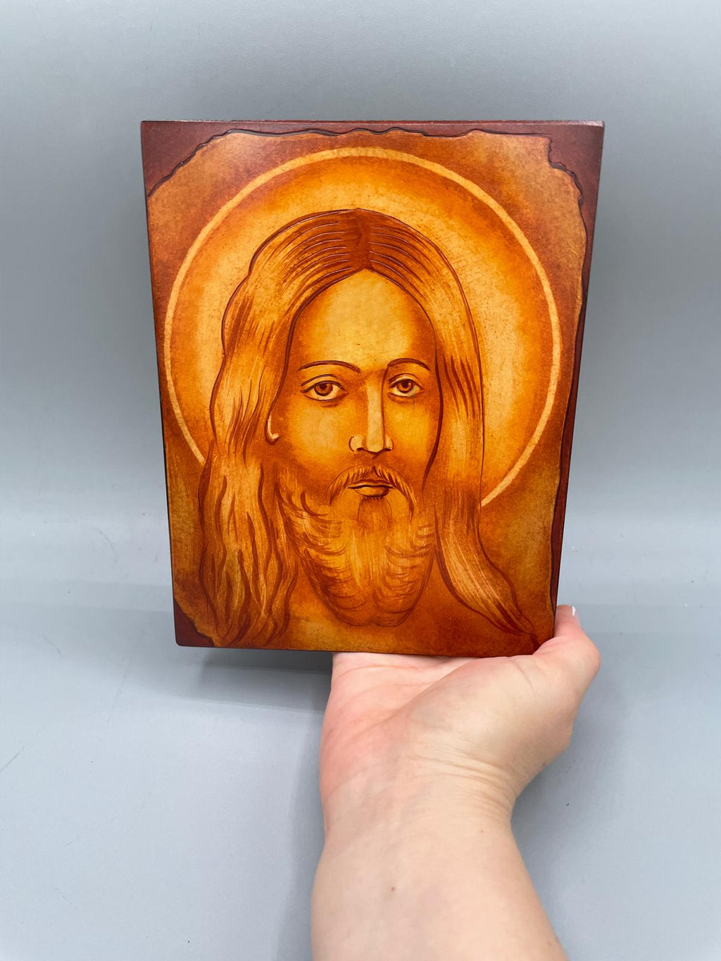 Handgemalte orthodoxe Ikone des Antlitzes Christi – Gaspar Gabriela