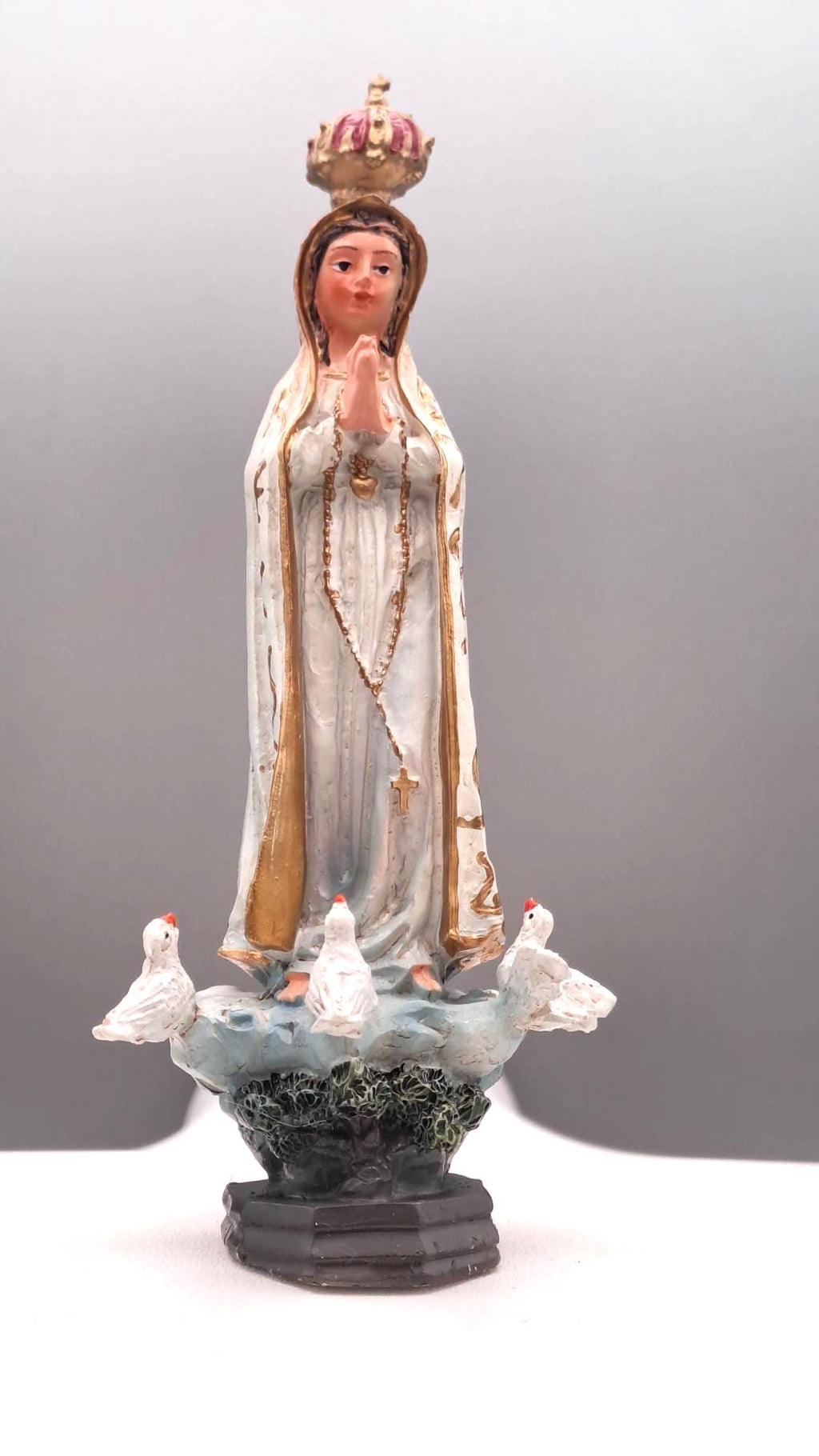 Statue de la Vierge de Fatima en résine peinte à la main – 12 cm