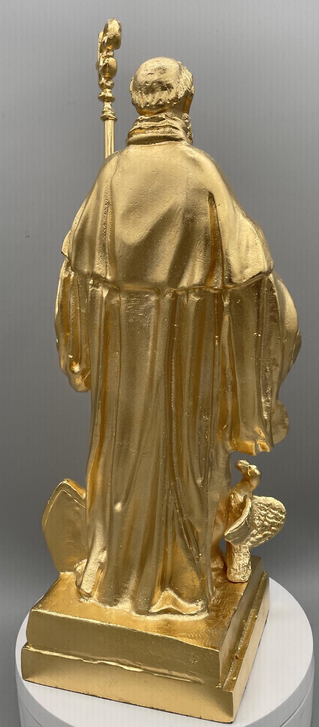 Statua San Benedetto in Bronzo Dorato – Cera Persa, Made in Italy