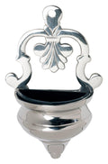 Acquasantiera liturgica in metallo placcato nickel – H 17 cm