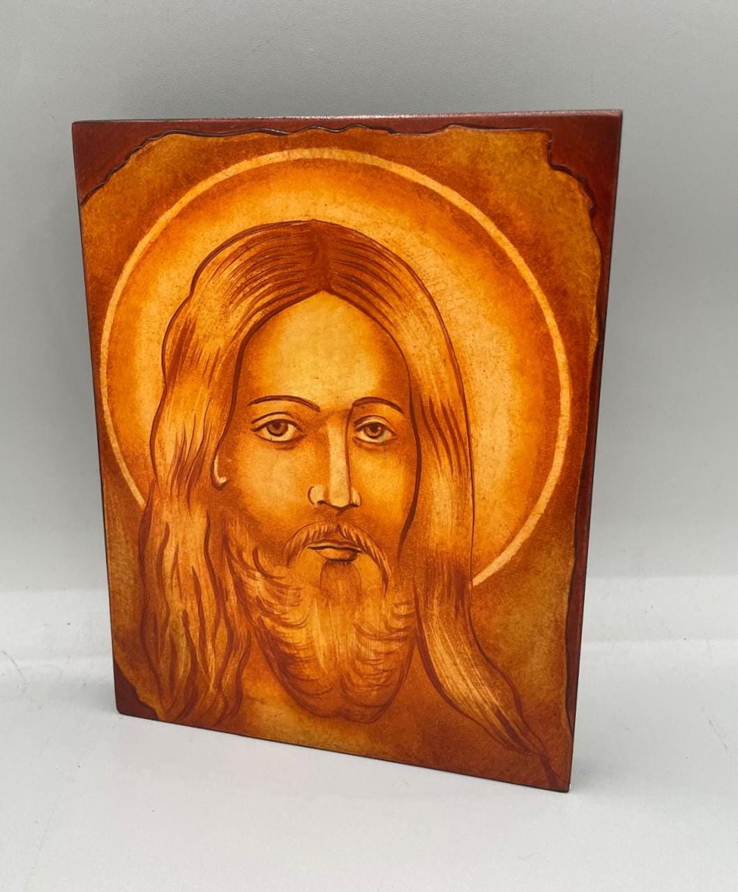 Handgemalte orthodoxe Ikone des Antlitzes Christi – Gaspar Gabriela
