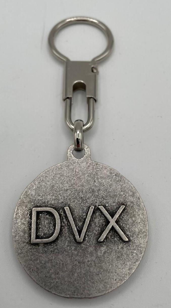 Portachiavi Vintage con Medaglia – Volto Stile Storico, Metallo Argentato 10 cm