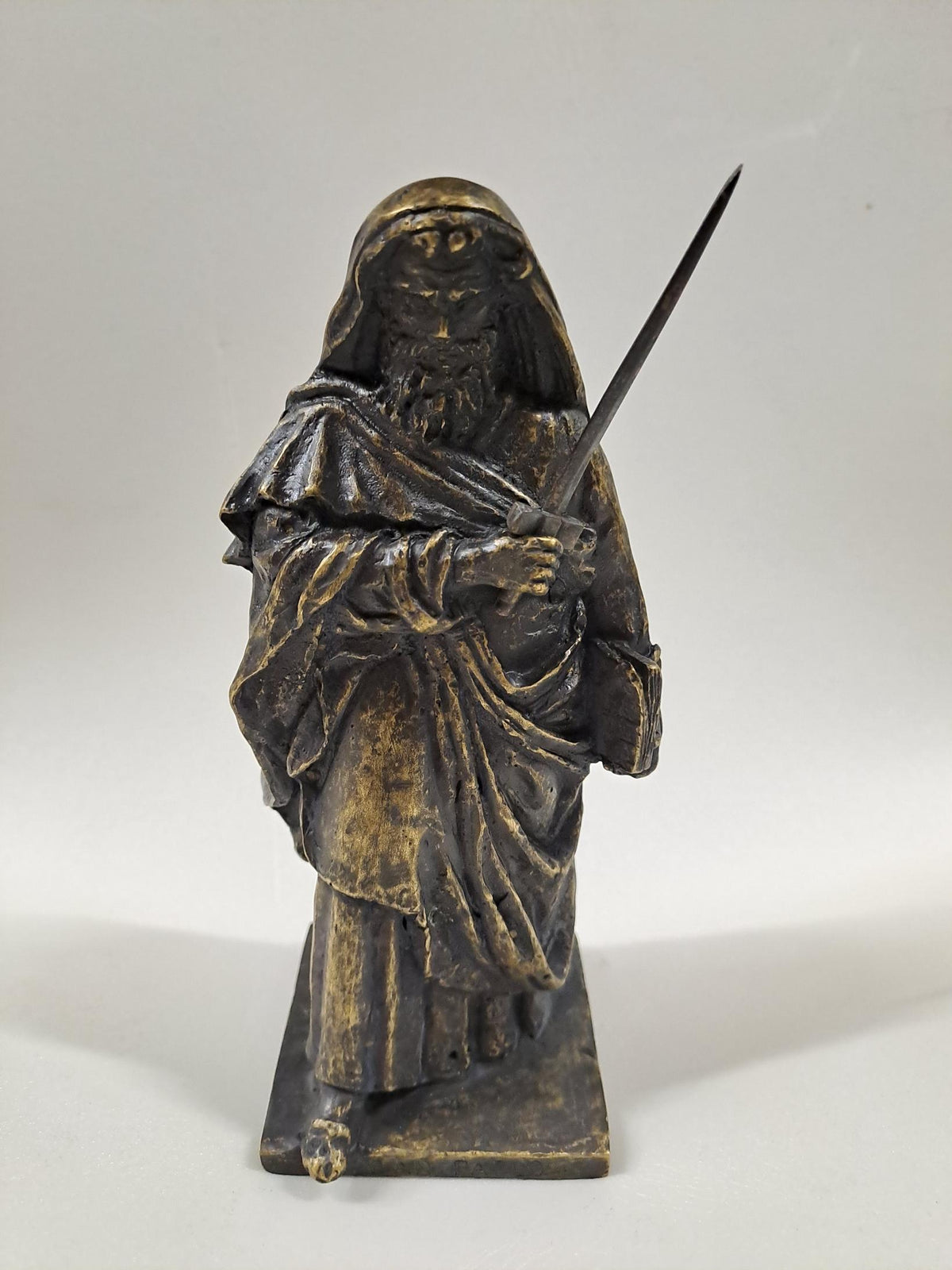 Statua San Paolo in Bronzo Dorato e Brunito – 16 cm, Cera Persa