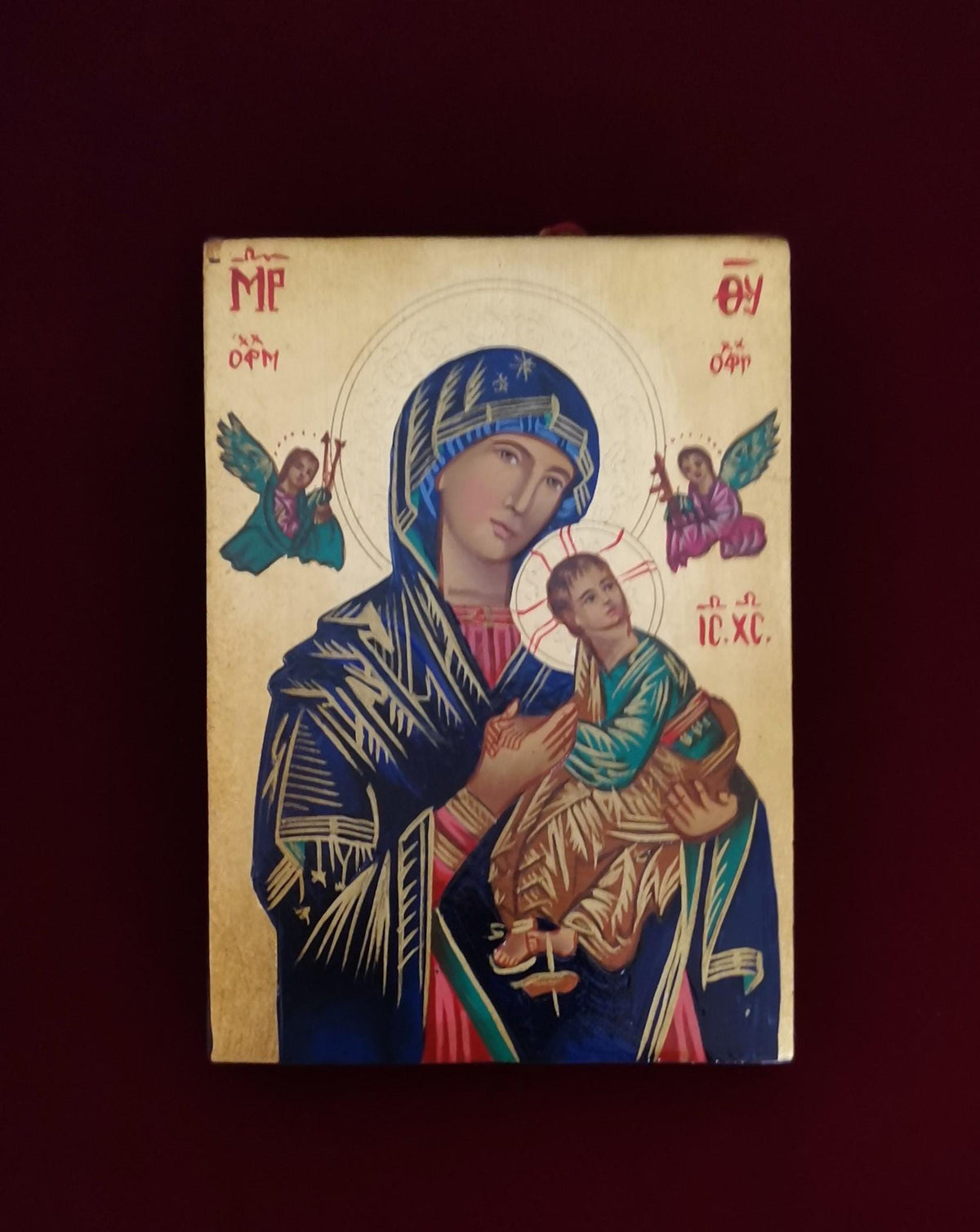Icona Sacra Madonna del Perpetuo Soccorso 10x14 cm – Dipinta a Mano