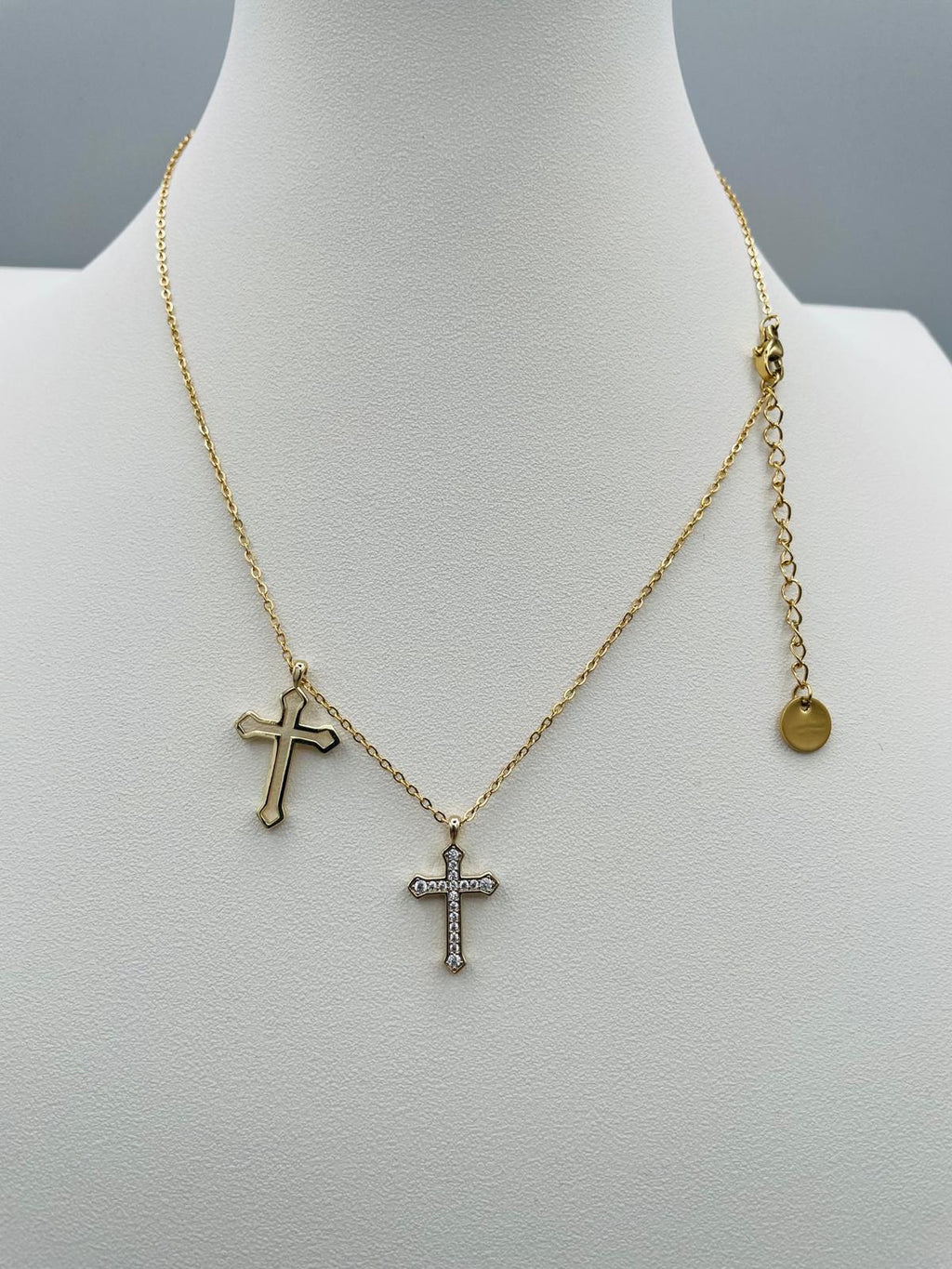 Collana color oro con doppia croce – cod. CAC-003