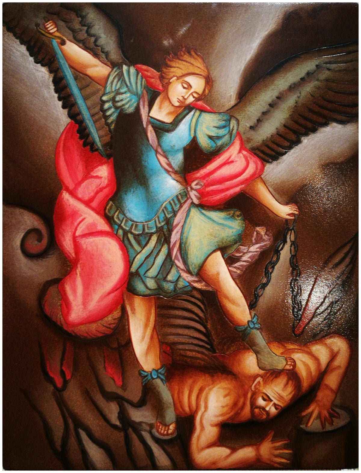 Icona Sacra San Michele Arcangelo 10x14 cm – Lotta contro il Diavolo