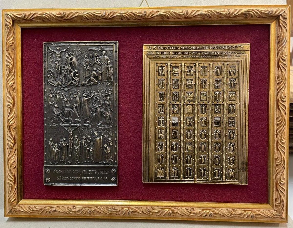 Quadro Due Porte Sante San Paolo – Bassorilievo su Velluto, Cornice Dorata (0667D)