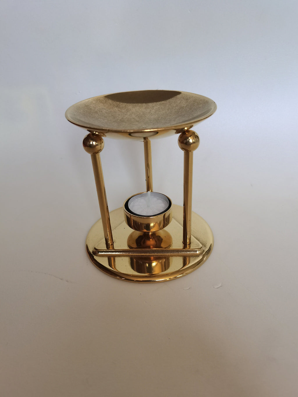Diffusore di aromi in ottone lucido con portacandela – h 12 cm